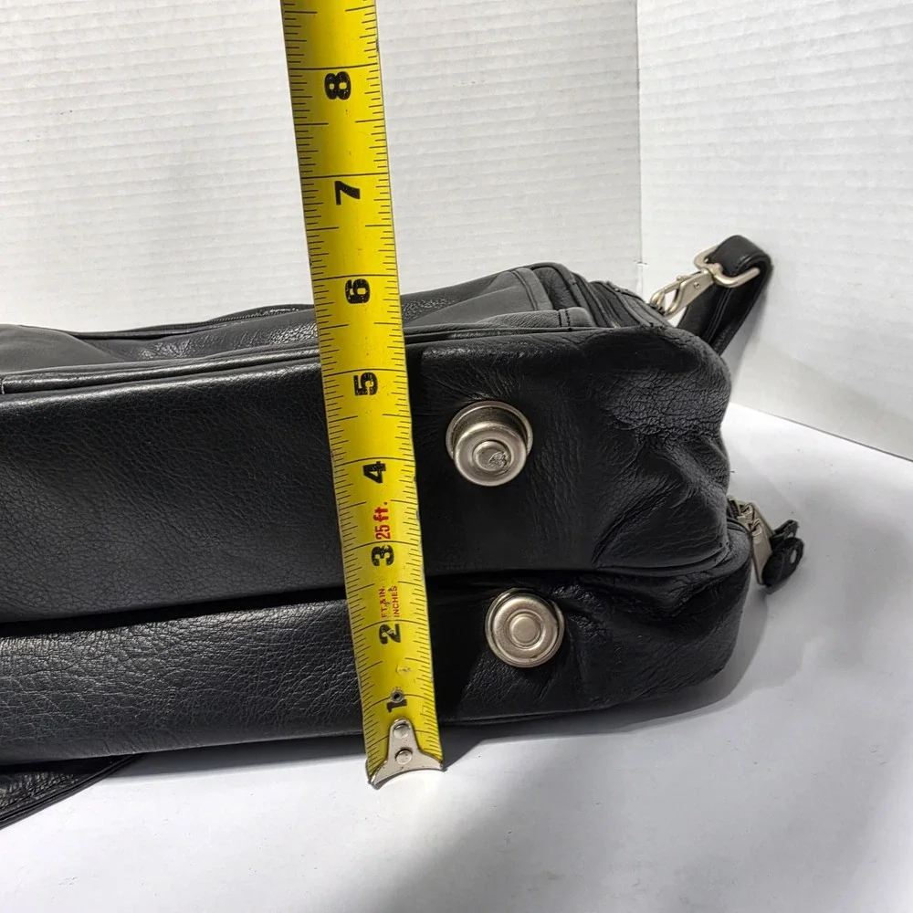 Canyon Leather Co Black Pebbled Leather Laptop Briefcase Messenger Bag AG States